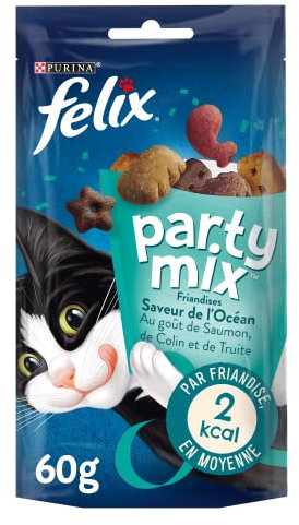 Felix Party Mix Katzensnack mit Meeresgeschmack, 8 x 60 g