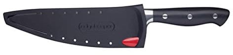 MasterClass Chef Knife with Knife Sharpener Sheath EdgeKeeper, Stainless Steel, 20 cm ( 8), Black