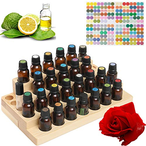 Songlela Ätherisches Öl Display Ständer, 30 Löcher Aromatherapie Öle Hölzern Tragen Gestell Halter Organisator Multifunktions Geschenk für Nagellack, Duftöle, Ätherische Öle, Stain und Lippenstift #4