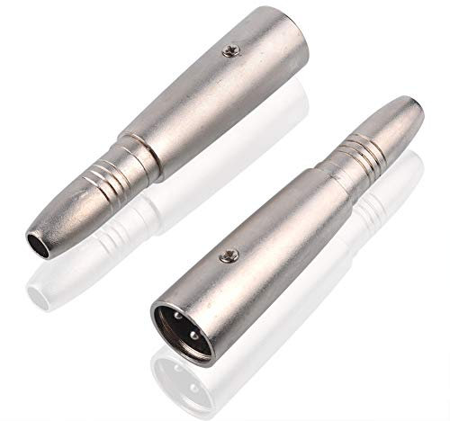 S SIENOC Placcatura al Nichel 6.35mm (F) per XLR (M) Adattatore, 6,35mm Femmina per XLR Maschio Connettore in metallo Argento (6,35mm (F) - XLR (M), 2 Pezzo)