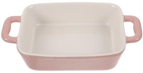 Rectangular Ceramic Baking Dish with Double Handles, Non-Stick Oven Tray for Lasagne, Pies, Casseroles, Microwave and Dishwasher Safe, Pink