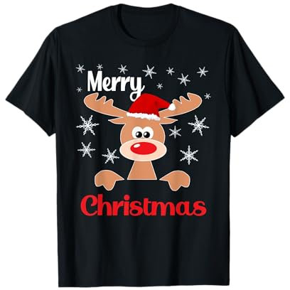 Weihnachts Rentier Weihnachtsmütze Merry Christmas T-Shirt