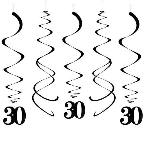 CC wonderland zone 20 Stück Schwarzer 30 Geburtstag Wirbel Deko,Hängende Swirls Streams für 30. Party Dekorationen
