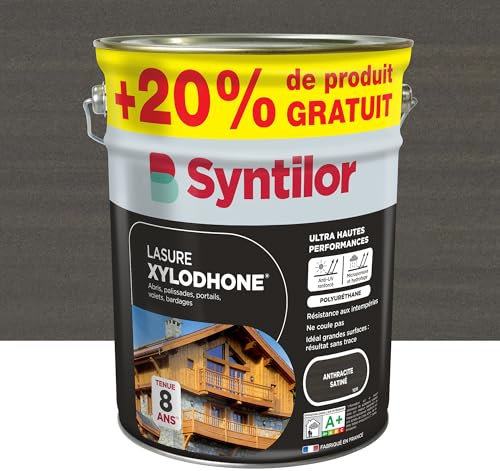 Syntilor - Lasure Xylodhone® Ultra Hautes Performances 8 Ans Anthracite Satiné 5L+20%