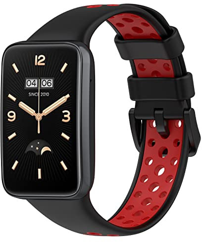 Wandeful Armband Kompatibel mit Xiaomi Mi Band 7 Pro Armband, Farbe Sport Silikon Ersatzbänder Ersatz (Schwarz/Rot)