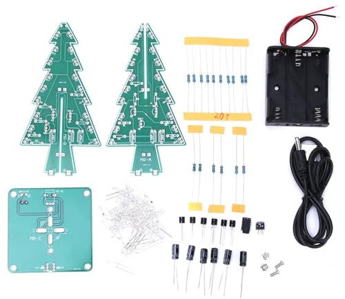 Natudeco 3D-Weihnachtsbaum DIY Electronic Assemble Kit Lötpraxis Multicolor LED Blinkender Weihnachtsbaum für Feiertagsdekoration (7 Farben)