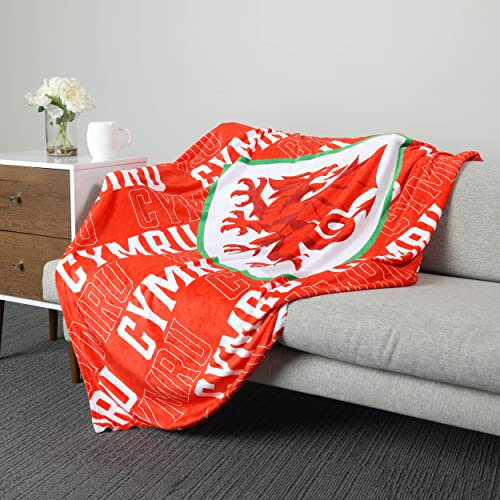 FOCO Offiziell lizenzierte Wales Supreme Slumber Plüsch-Überwurfdecke