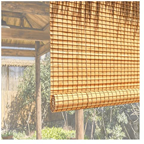 Bambus Rollo for Garten Außenbereich Balkon,90% Verdunkelung Lichtundurchlässig Blickdicht Fenster Bambus Rollo,mit Zubehör und Lift,Karbonisierte Farbe (Size : 60x120cm)