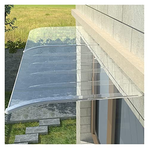 STRMAX Baldacchino per tenda da finestra in policarbonato, tettoie invisibili silenziose senza staffa, protezione dai raggi UV, pioggia, neve, luce solare, barre di supporto monoblocco, resistenti