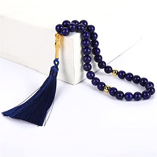 Viel Glück Original Lapislazuli Blaue Perlen 33 Steine Islamischer Rosenkranz Muslimischer Rosenkranz Tasbih Schmuck Rosenkranz Misbaha Geschenk Muslimischer Schmuck Religiöses Zubehör qiangangzhou
