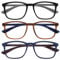 OPULIZE Max Lesebrille 3er Pack - Klassische große rechteckige Fassung - Brillen in mattem Schwarz, Braun und Blau - Herren Damen Unisex - RRR78-123 - +2,00