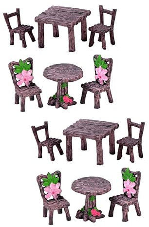 Toyvian 4sätze Miniatur Möbel Teiliges Tisch Und Stuhl Resin Für Mikrolandschaften Für Deko Und Kreative Projekte Für Gartenarrangements