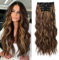 REECHO Clip in Extensions, 4PC Hair Extensions Clip in Haarverlängerungen 60 cm Dicke Lange Strandwellen Haarteile - Dunkles Schokoladenbraun mit goldenen Strähnchen