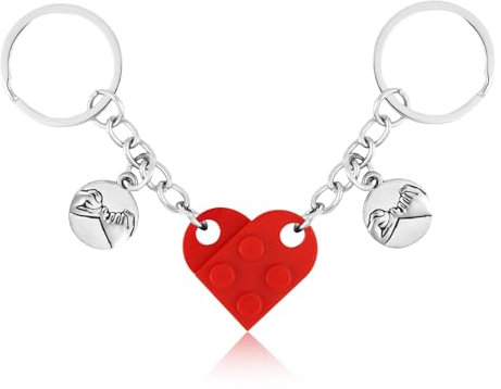 XIHIRCD Passende Herz Schlüsselanhänger für Paare, Individueller Pärchen-Schlüsselanhänger Pinky Promise-Anhänger Pärchen & Freundschaft Geschenk für Freundin Freund Paare(Rot)