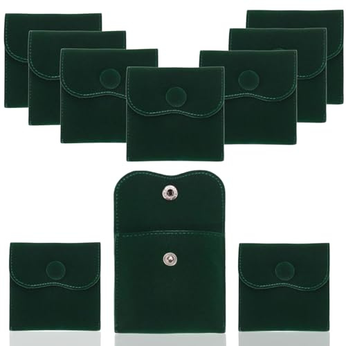 Velvet Bags,10 Pcs Jewellery Pouches Velvet Cloth Jewelry Storage Bags | Small Candy Wedding Gift for Christmas Wedding Birthday Party Favors（Dark Green）