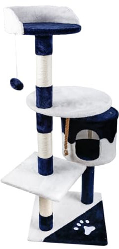 Nobleza - Árbol Rascador para Gatos Medidas: 60 * 56.5 * 111.5 cm, Color:Blanco/Azul