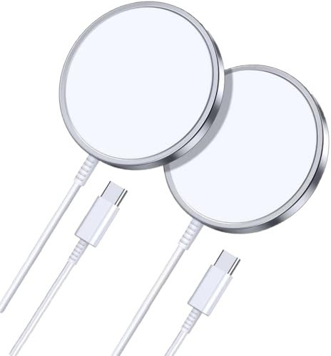 Yuexitech 2 Pack Wireless Phone Charger, Fast Charger Compatible with iPhone 16/15/ 14/13/ 12 Series/AirPods 3/2/ Pro/Pro 2 Magnetic Phone Charger, White
