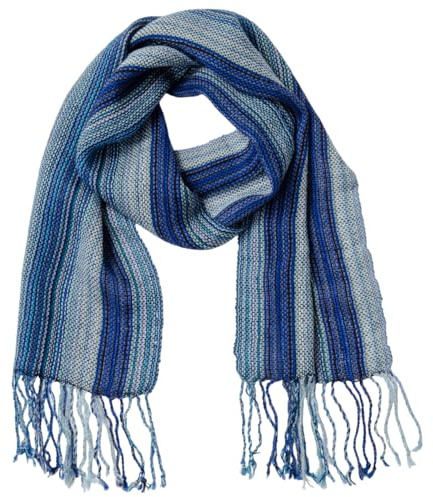 GreaterGood Hand-Loomed Alpaca Scarf Fair Trade 100% Hypoallergenic Alpaca Fiber Soft Warm Durable Wrinkle Resistant Handmade Artisan Bolivian Craft Winter Gift (Blue)
