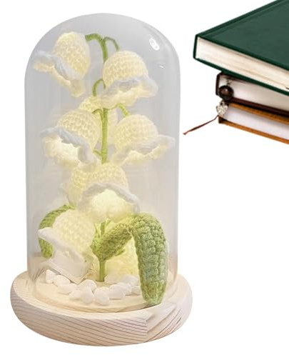 Gehäkelte Lilie Lampe Tal Lilie Nachtlicht - Florale Tischlampe - Tischlampe mit Lampenschirm aus , Nachttischlampe, Lampe