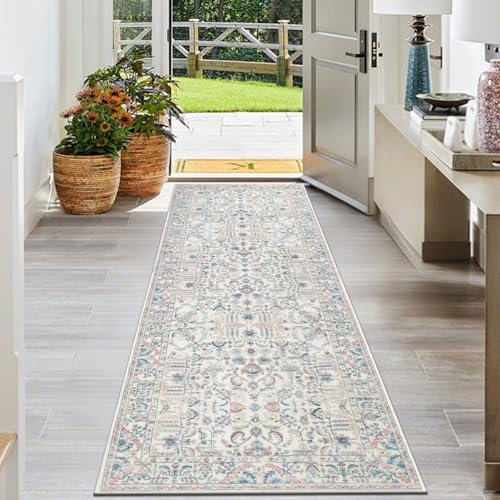 SHACOS Teppich Läufer Flur Bunt 60x180 cm rutschfest, Teppichläufer Vintage Flurläufer, Küchenteppich Waschbar, Boho Teppich Läufer für Flur, Küche, Wohnzimmer, Schlafzimmer