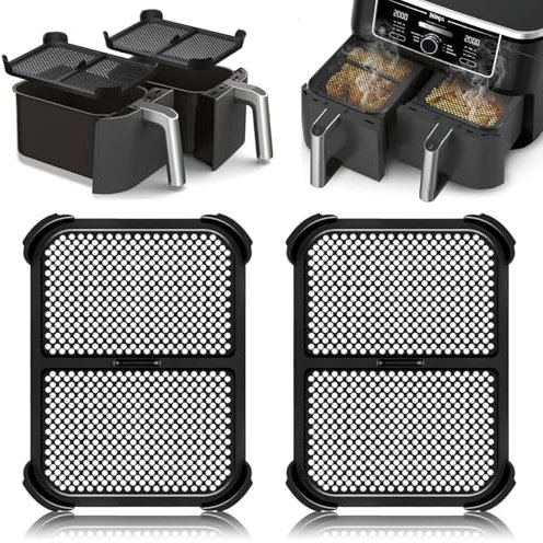 Pack of 2 Airfryer Grease Splash Guards, Airfryer Silicone Splash Guard, Splash Guard for Ninja Hot Air Fryer Accessories, for Ninja Foodi Max Dual Zone Hot Air Fryer AF400EU Accessories/AF451EU