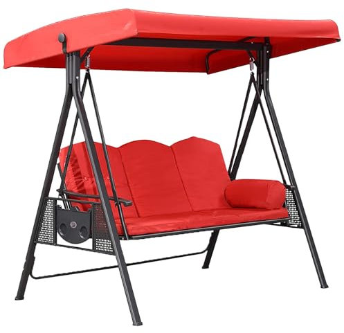 Dach für Hollywoodschaukel Gartenschaukel 3 Sitzer, 191x120cm Hollywoodschaukel Dachbezug Bezug Schutzhülle Wasserdicht und UV-Schutz Ersatzdach (Red)