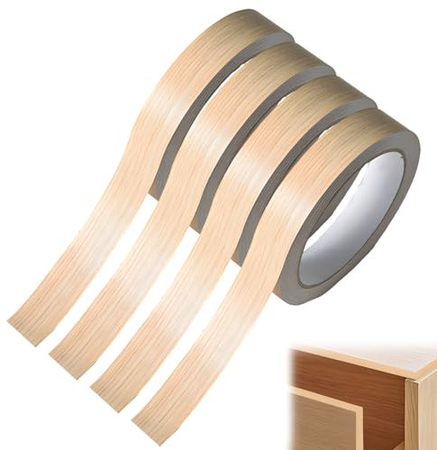 GMHLLES 4 Rolls of Edging Strip Melamine Edging Tape Wood Veneer Trim Pre Glued Edge Banding 18mm*10m Self-Adhesive No Ironing Required for Furniture Countertops Cabinets Desks Shelves