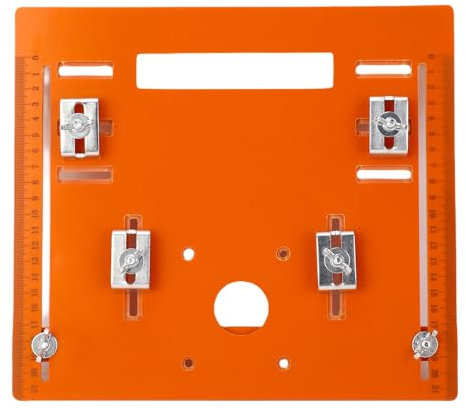 Fockety Piastra di base per circolare, piastra di inserimento per tavolo fresa in alluminio 28x25 cm con guida regolabile, mini banchi falegnameria, piastra ribaltabile per fresatrice,