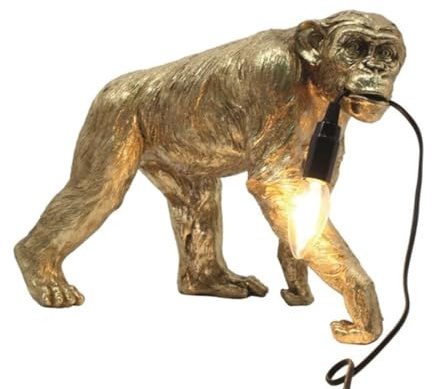The Straits Trading Large Animal Shaped Bulb Holder Ornament Golden Design Stylish Quirky Light Lamp Decor (Walking Monkey)