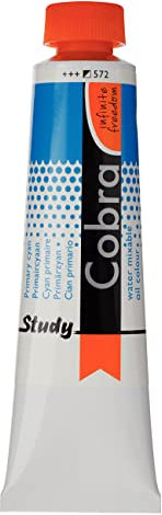 Cobra Tubo de colores al óleo mezclables con agua Study - Cian primario 572-40 ml - Semiopaco - Solidez a la luz +++