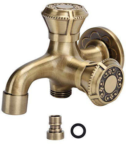 BORDSTRACT G1/2 Doppio Rubinetto, Antico a Parete Lavatrice Rubinetto Acqua Fredda Ottone per Giardino Esterno