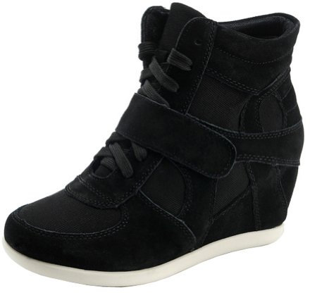 rismart Donna Zeppa in Cima Cuneo Lavoro Informale Lacci Fibbia Sneaker Scarpe 8522(Nero,36 EU)
