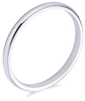 Unisex Einfacher Minimalistischer Dünner Stapelbarer .925 Sterling Silber Ehering Für Frauen Männer 2MM