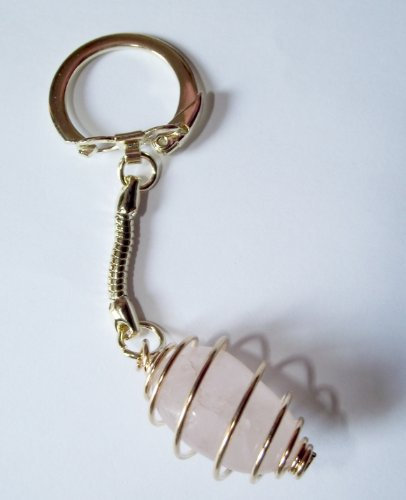 Rose Quartz Gold Spiral Gemstone Keyring