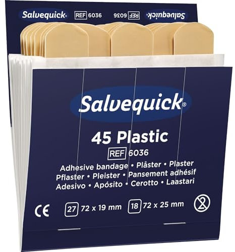 SALVEQUICK Water-Repellent Plasters for Plaster Dispenser Contents: 6 x 45 Pieces
