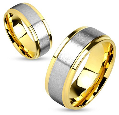 Autiga Damen Herren Ring Trauring Partnerring Ehering Zweifarbig Edelstahl Rosegold-Silber 64 - Ø 20,57 mm 8 mm