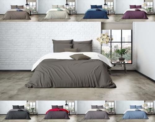 Uni Einfarbig Wende Bettwäsche Mistral Home Edel Perkal 100% Ägyptische Baumwolle, Farbe:Bungee Cord-White, Größe:200x200cm Bettwäsche