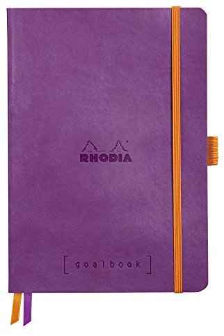 Rhodia 117770C Notizheft Goalbook (DIN A5, 14,8 x 21 cm, kariert, praktisch und trendige, mit weichem Deckel, 90g, elfenbeinfarbigem Papier, 120 Blatt, Gummizug, Lesezeichen) 1 Stück, Violett