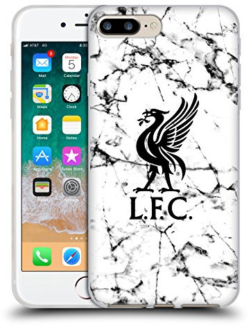 Head Case Designs Officially Licensed Liverpool Football Club Black Liver Bird Marble Soft Gel Case Compatible With Apple iPhone 7 Plus/iPhone 8 Plus