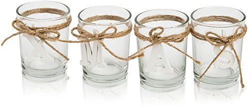 CHICCIE 4 Set Xmas Teelichthalter - Mit Buchstaben Kerzenhalter Weihnachten Deko