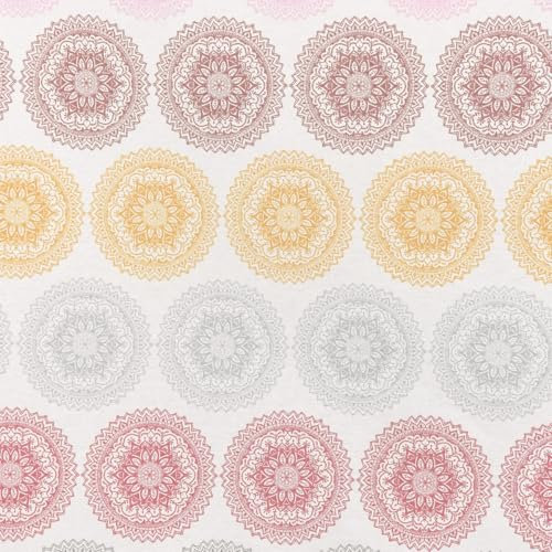 Dekostoff Canvas Ottoman Mandala Ornament Kreise beige bunt pastell