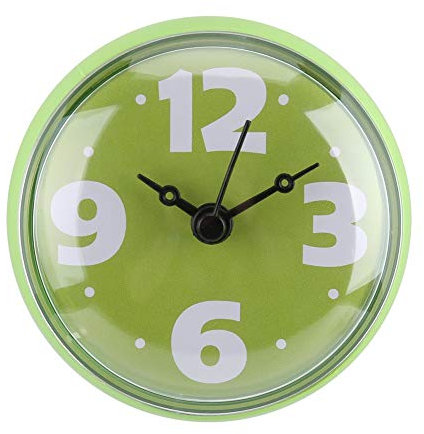 Water Resistant Suction Wanduhr Badezimmer Uhr Mini Wasserdichte Uhr mit ruhigen Sweep Movement Fenster Spiegel Bad Dusche Badezimmer Zubehör (Grün)