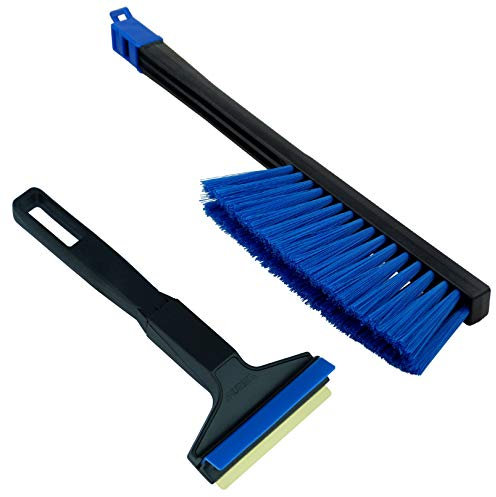 Set - Murska Eiskratzer Messing mit Besen Eiskratzer Auto + Schneebesen Auto Besen Winter Scheibenkratzer Auto - Besen Auto Schnee Schneefeger Auto Schneebürste Auto (Set L&P A053 + A059 Schwarz Blau)