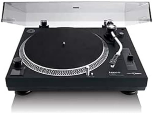 Lenco Turntable (Black L-3808) Direct Drive with USB Output Preamp