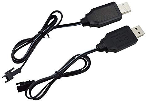 Blomiky 2 Pack 3.6V Ni-CD Charger Cable with SM-2P Connector Plug for 3.6V 700mAh-2000mAh Ni-CD Ni-MH AA or AAA Battery /3.6V USB 2