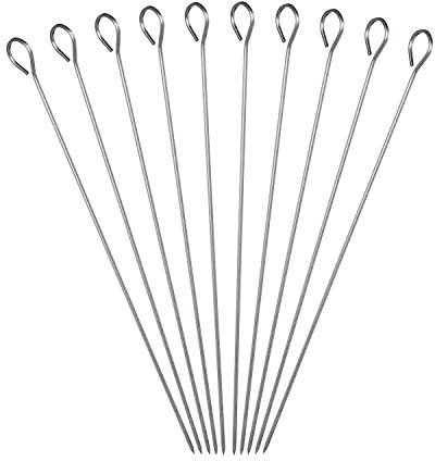 aoory Schaschlikspieße Edelstahl 10er Set grillspieße groß Fleischspieß für BBQ Grillen Praktisch Gemüsespieße Edelstahlspieß