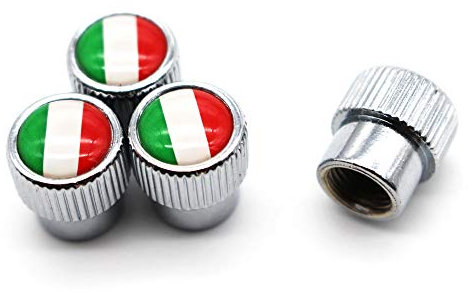 4 Teile/Satz Reifen Ventil Staubkappen Italien Nationalflagge Zinklegierung für Auto, Fahrrad, Motorrad (Silber)