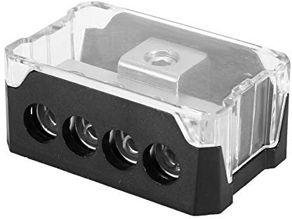 Power Distribution Block, Audio 4 Way Power Ground Supply Distribution Car 1*0GA In 4*4GA Out Block Splitter