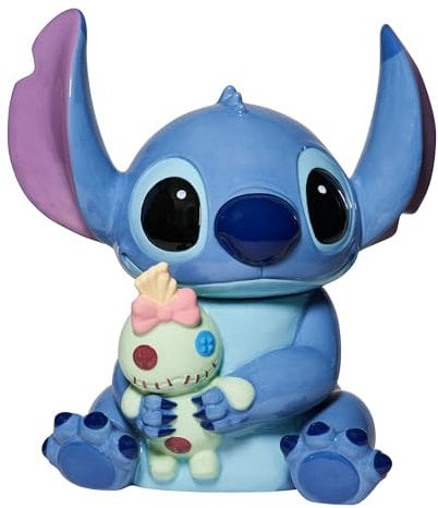 Enesco Disney Lilo and Stitch Shaped Ceramic Jar with Doll, 11-inch, Multi-Colour