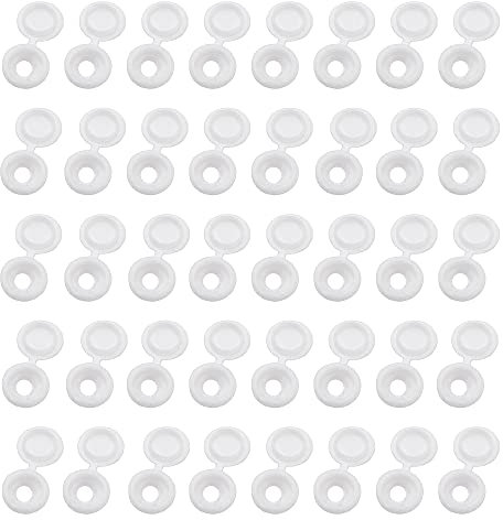 XHNFCU 150 Pièces Cache Vis à Charnière Bouchon à Vis en Plastique, pour Décoration de Meubles, Placards, Mur(Blanc)